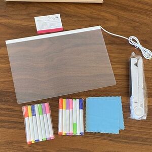 Adjustable White Tablet Stand with Colorful Markers